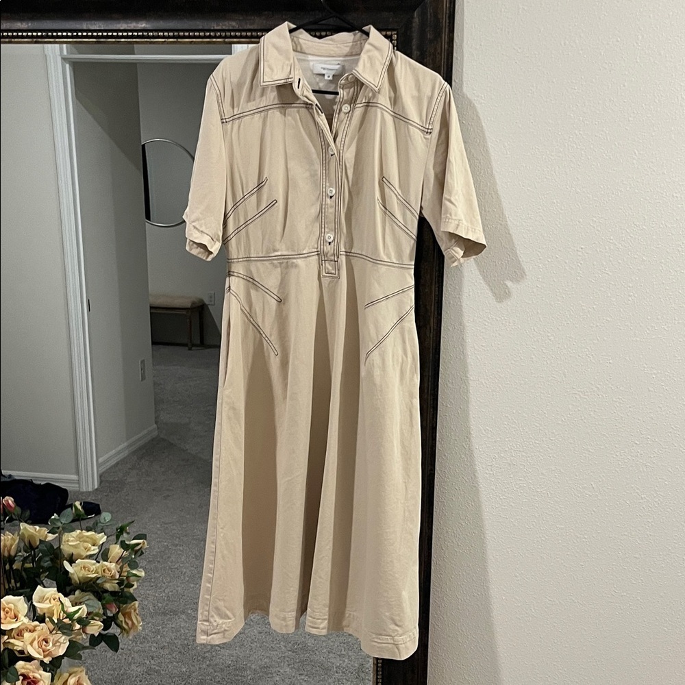 Rosetta Getty Beige Button-Front Midi Dress. Size 8 and Size 12 - Picture 5 of 12